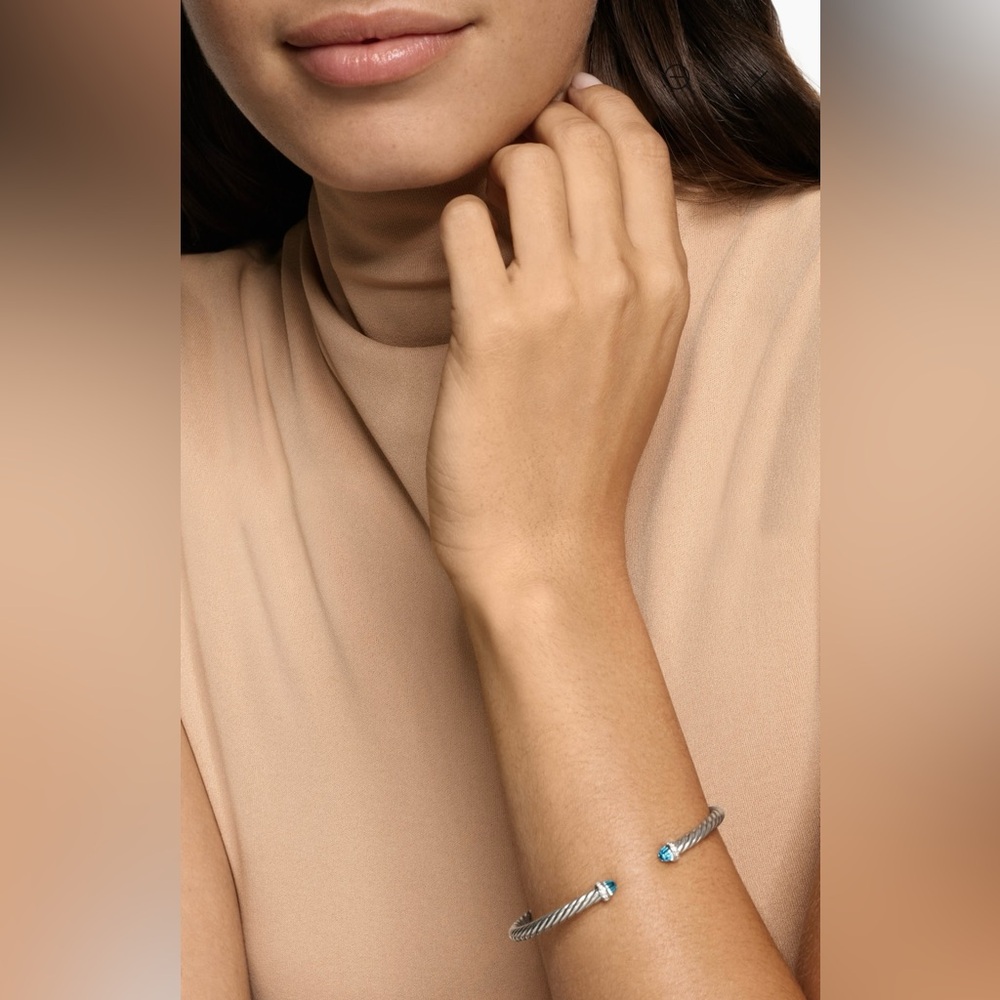 David Yurman Silver Bracelet with Blue Accents